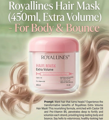 Royallines Hair Mask – Extra Volume (Castor Oil & Pro-Vitamin B5)